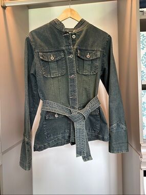 BONGO Washed Denim Utility Jacket in Faded Blue